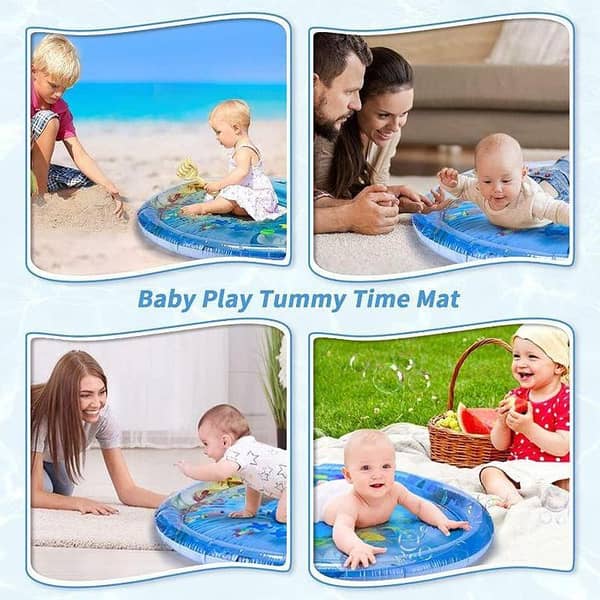 Round Baby Kids Water Play Mat Toys Inflatable Tummy Time Water Play Mat and Toddlers Perfect Fun Activity Inflatable Mat Outdoor Water Play Mat for Baby