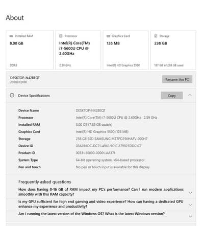 Lenovo ThinkPad Core i7 6th Gen | 8GB RAM | 256GB SSD | SSD Laptop