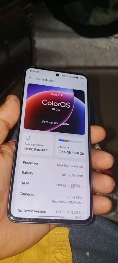 Oppo Reno13 F Waterproof (PTA Approved) – Urgent Sale