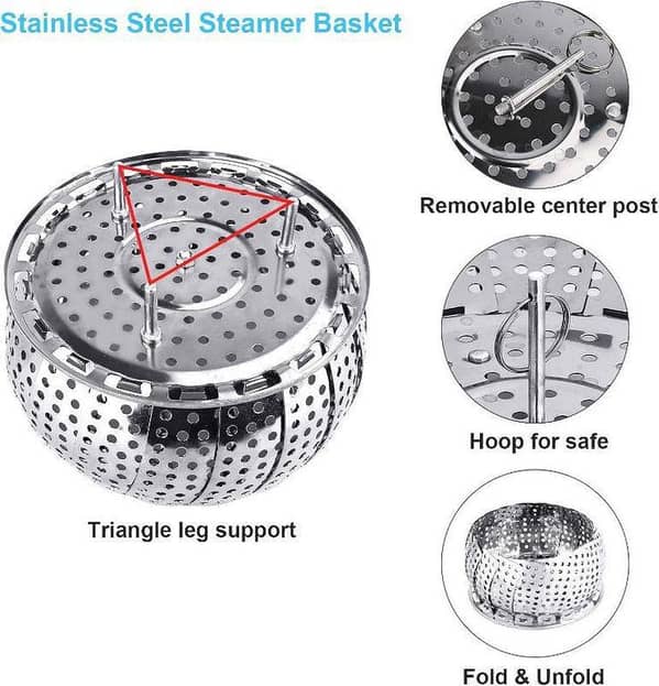 Food Steamer Collapsible Expandable Steamer Insert for Vegetables, Dumplings & Food Cooking