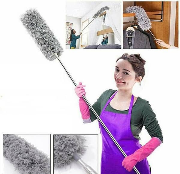 Microfiber Duster with 100-Inch Extension Pole | Ceiling Fan & High Ceiling Cleaning Tool | Lightweight & Flexible Dust Remover |