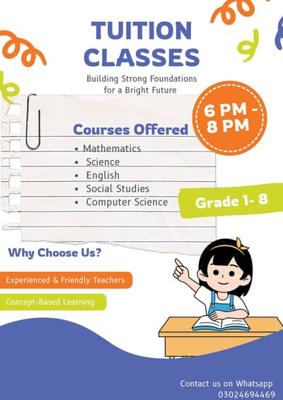 tuition class grade 1 to grade 8 all subjects