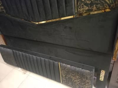 King Size Bed with dressing in black velvet color