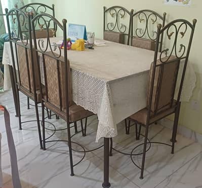 Complete Metal Dining Table Set with 6x chairs