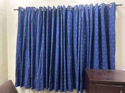 Royal Blue Embroidered Curtains Pair
