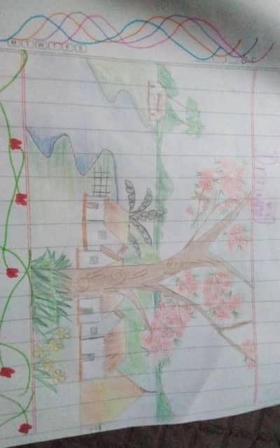 A nature village with cherry blossoms