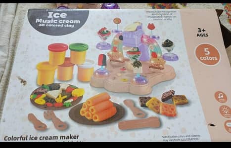 3D Colour Mud Ice Cream Machine with Music and Light Toy For Kids
