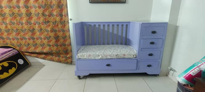 lilac baby cot with drawers