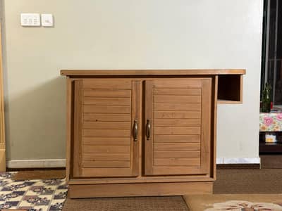Wooden Iron Table with Cupboards