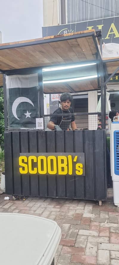 fries stall with fryer station, shed and accessories