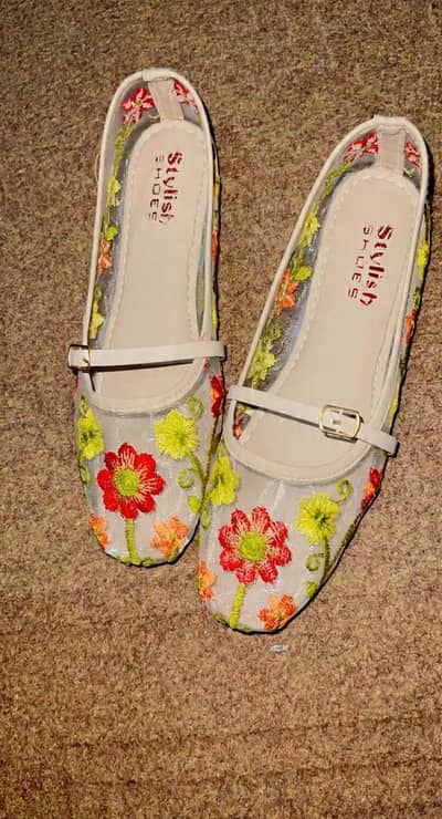 Women's Floral Embroidered Flat shoes -Size 6-10