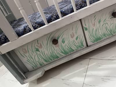 Baby Wooden Cot with Drawers & Mattress – Neat & Clean