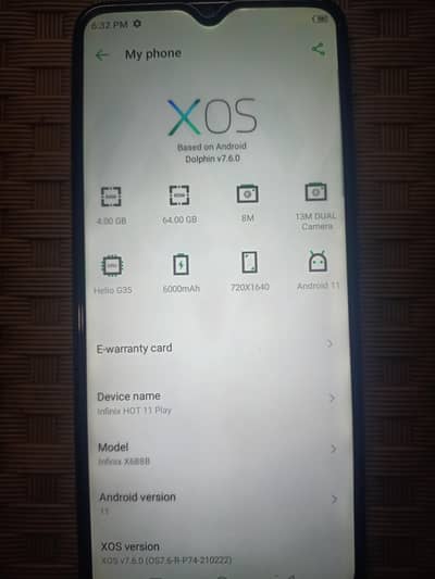 Hot 11 play  4gb 64gb