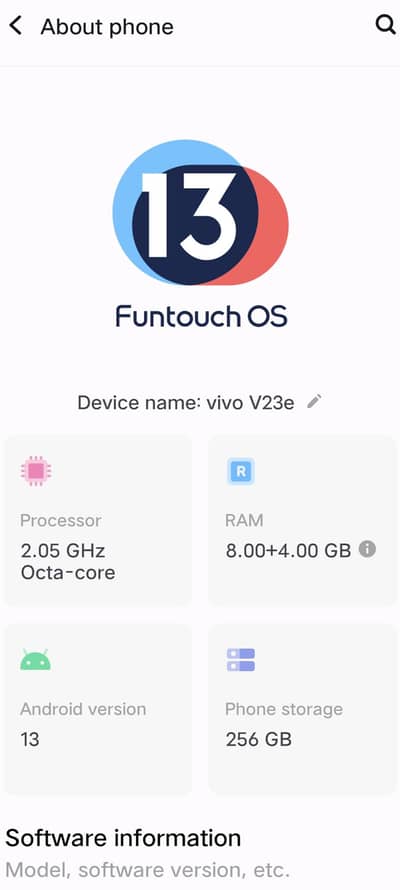 vivo 23 e 256 gb