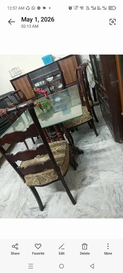 6 seater antique sheesham wood dinning with heavy pillars