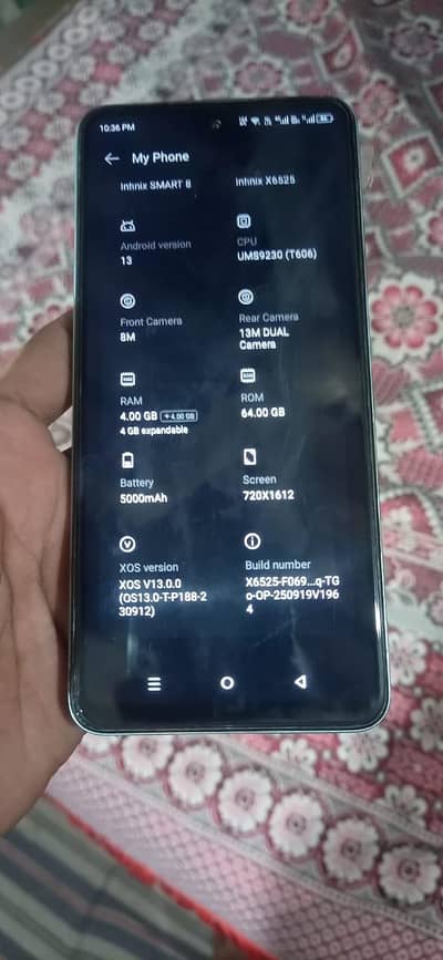 infinx smart 8 4+4 64 gb  panel change