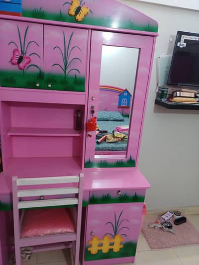 kids bed set with cupboard & dressing table