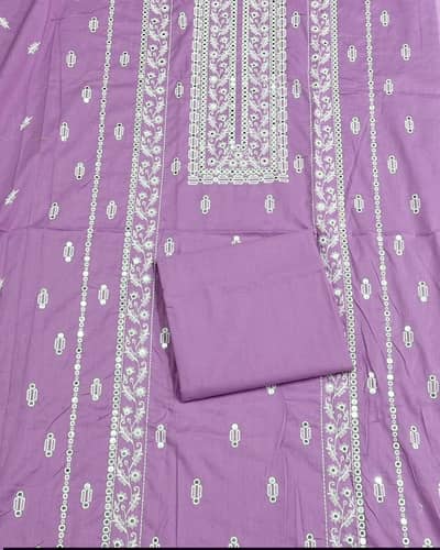 Lilac Embroidered & Mirror Work 2-Piece Suit