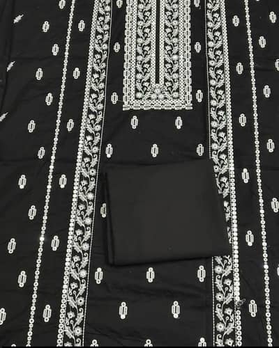 Black Embroidered & Mirror Work 2-Piece Suit