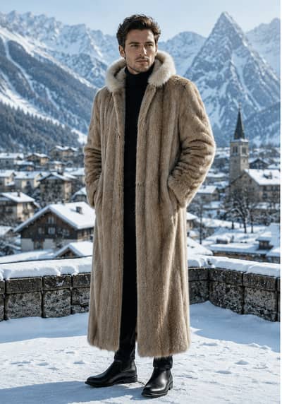 Vintage Long Real fur coat of mink fur