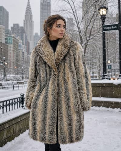 Vintage Long Real fur coat of fox fur