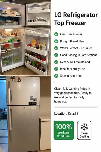 *LG Double Door Refrigerator – Top Freezer – Excellent Cooling*