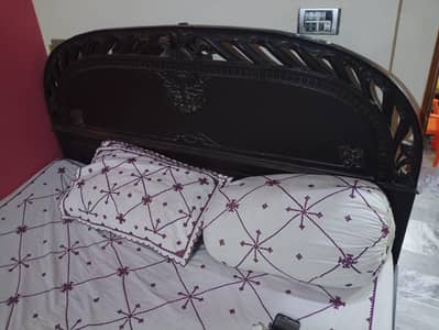 Full size wooden bed dressing with side tables without mattress