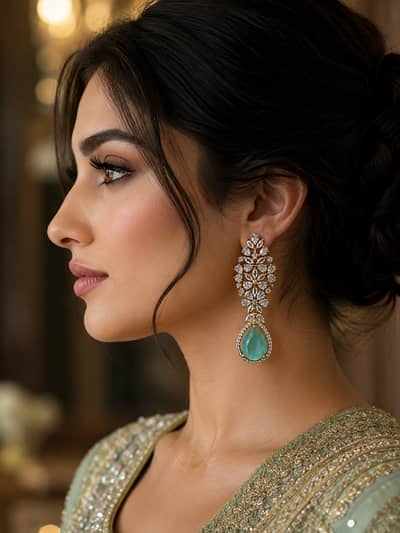Premium AD Earrings | Antique Polish | Brand New | Wholesale & Retail