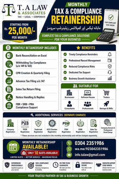 Income Tax, Sales Tax, PSEB, PSW