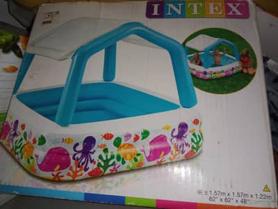 Intex Kids Swimming Pool with Removable Shade Roof & Air Pump