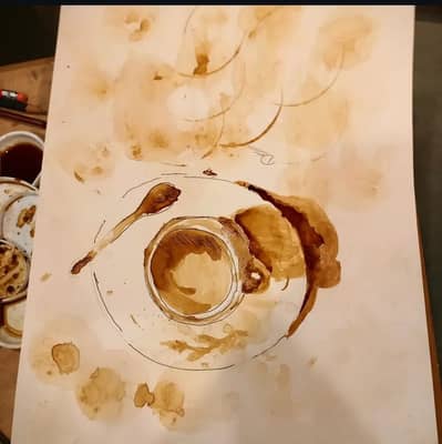 Brewed & Beautiful" — Original Handmade Coffee Painting, A3 Unframed