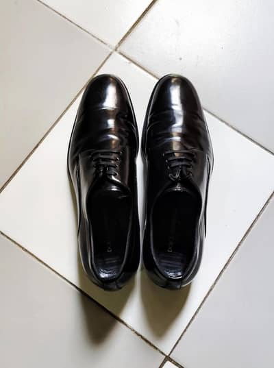 Original Dolce & Gabbana Black Patent Leather Derby Shoes