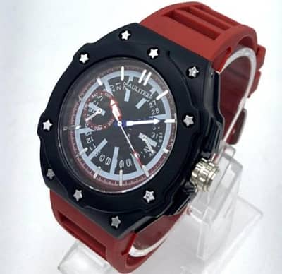 Multi-Function Sport Watch red black rubber Strap