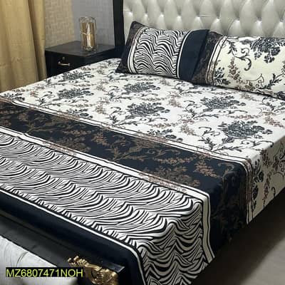 Crystal Cotton Double Bedsheet Set Black White Zebra Print