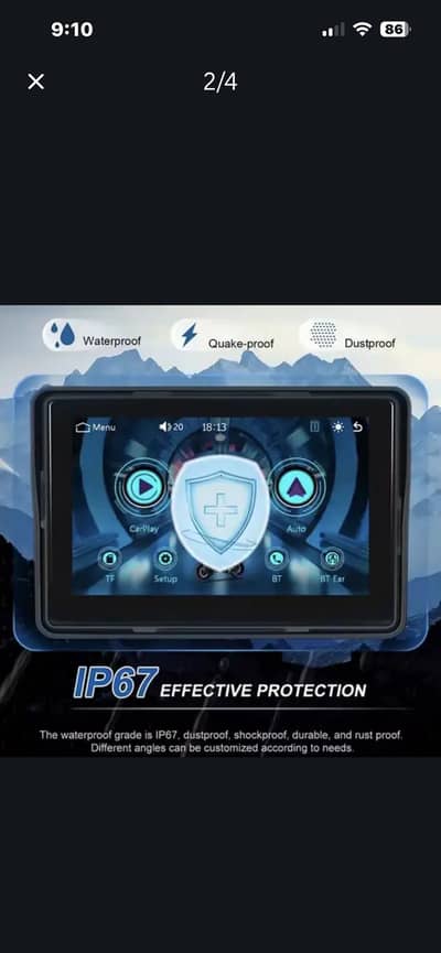 Carplay Android auto screen for motorcycles