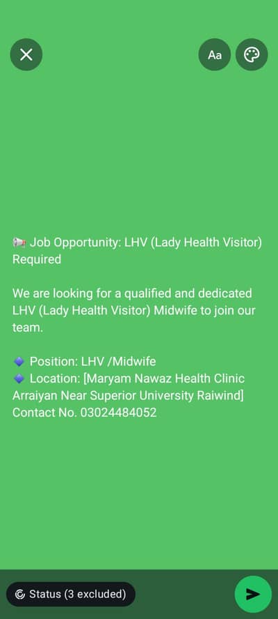 LHV ( Lady health visitor) / Midwife