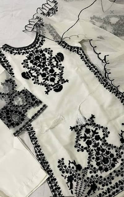 Organza 3 piece white dress