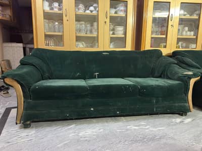 Pre-loved 3+2+1 Green Sofa Set for Sale