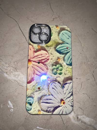 iPhone 13 Pro pastel flower cover with a glitter lens