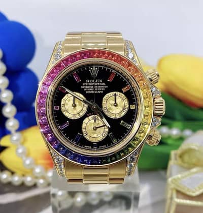Rare Rolex 126598RBOW Gold Rainbow Daytona with Original Diamond Set