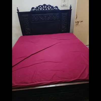 King size bed with mattress solid wooden frame