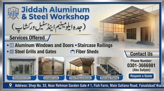 Prof Gate, Door | car Shed | Stainless Steel Railing | Aluminium Work