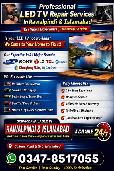 LED TV Repair Expert | 18 Years Experience | Home Service
