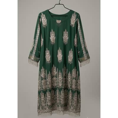 Green heavy embellished suit