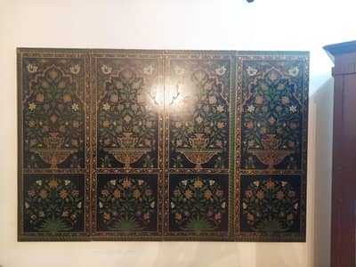 Vintage Exquisite Mughal Style 4-Panel Floral Art Wall Painting