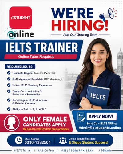Online IELTS Trainer (Female) Work From Home