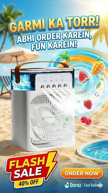 Portable Mini Air Cooler Fan - 3 in 1 Personal Desktop Cooling Fan with Humidifier & LED Night Light - Arctic Cool Technology for Home, Office & Bedroom