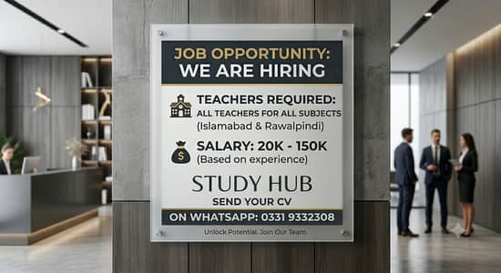 Teachers Required For All levels all subjects in ISb /RWP
