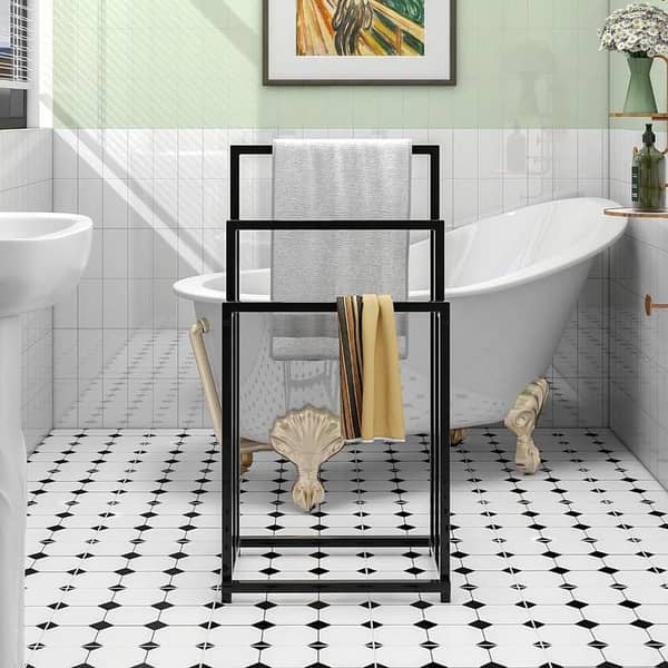 Standing Towel Rack | Industrial Loft Towel Stand | Unique Towel Hanger towel Rail Towel hanging stand 3 Steps Pakistan bean bag