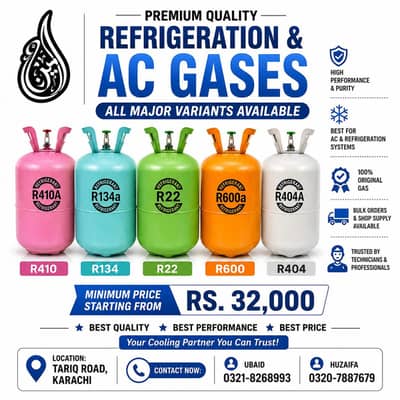 R410 R134 R22 R600 R404 AC & Refrigeration Gases Available